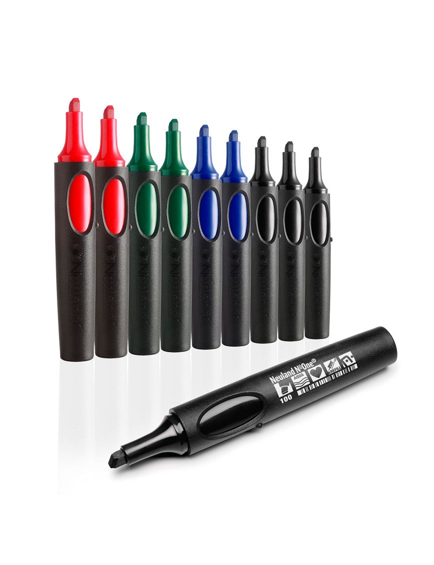 Ensemble de 10 marqueurs de précision Neuland No.One® Set de couleurs, pointe biseautée