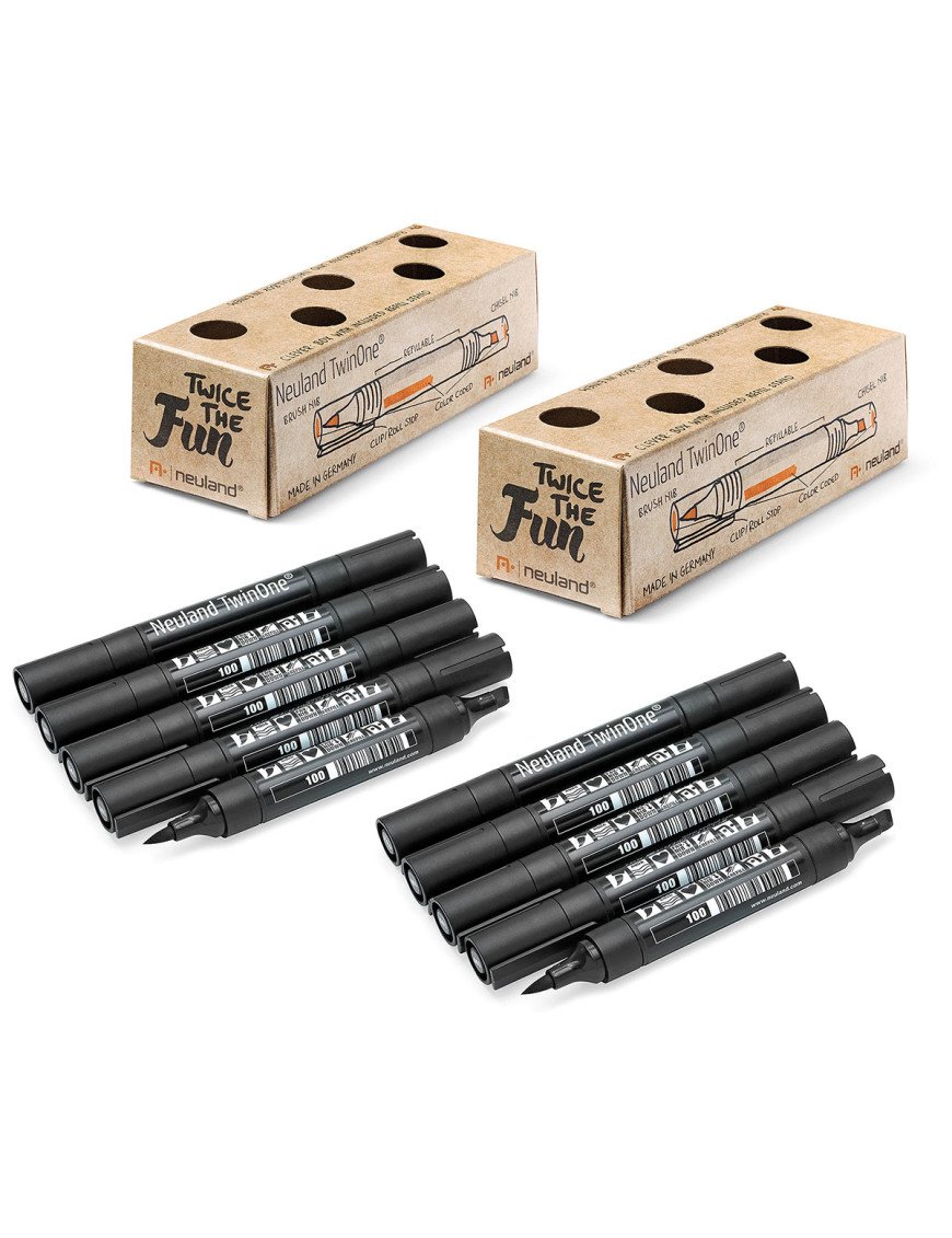 Neuland TwinOne®, pointe biseautée et pointe pinceau, 10/sets