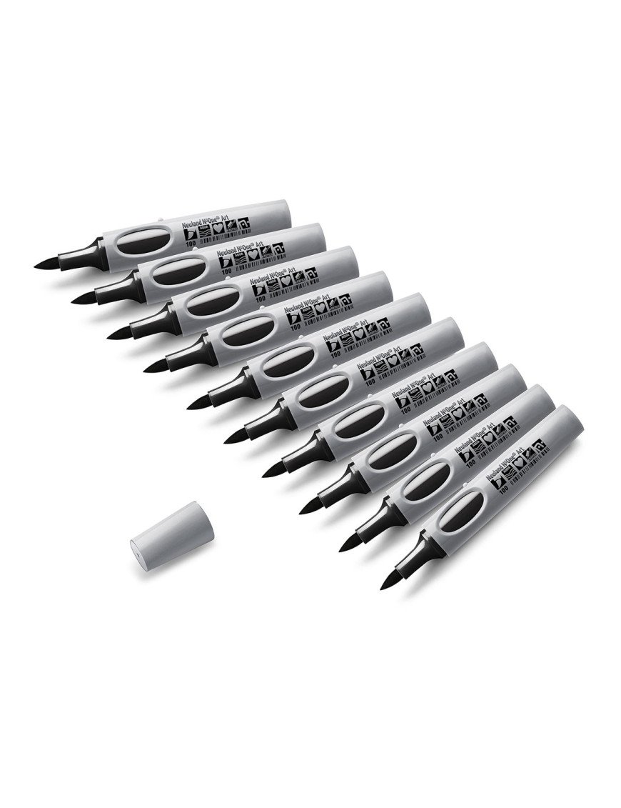 Feutre contour Neuland No.One®,Art Outliner pointe pinceau, lot de 10.