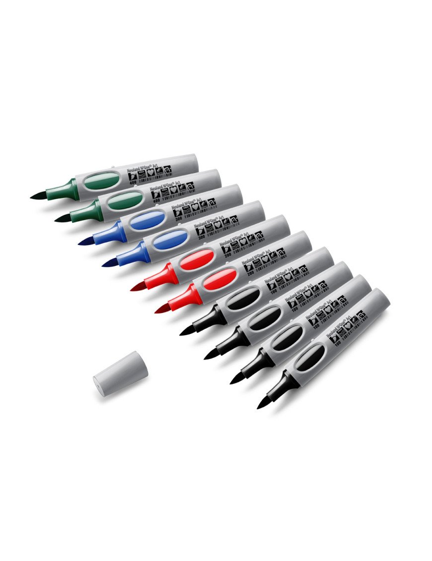 Feutre artistique Neuland No.One®, Art, pointe pinceau 0,5-7 mm – Coffret de 10 couleurs