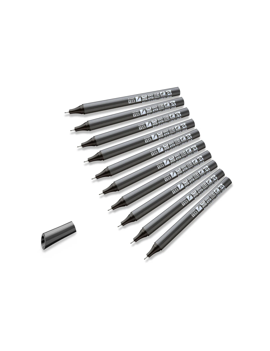 Neuland FineOne® Sketch, feutres fins résistants aux bavures 0,3 ; 0,5 et 0,7 mm – Lot de 10