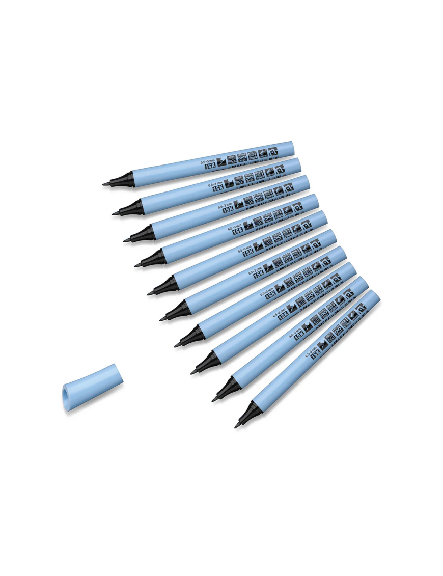 Neuland FineOne® Flex Fineliner – Lot de 10 feutres monochromes