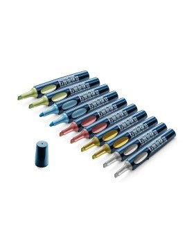 Ensemble de 10 marqueurs de précision Neuland No.One® à pointe biseautée de 2 à 6 mm, couleurs métalliques